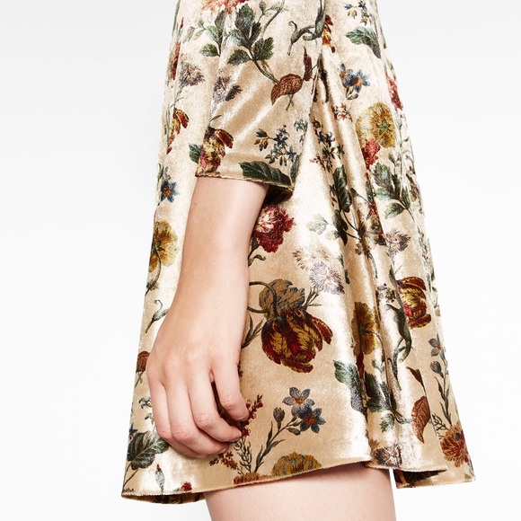 ZARA *RARE* FLORAL PRINT VELVET DRESS BRAND NEW WITH TAGS XS - Picture 4 of 6